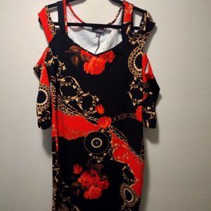 Bold Elements Rose (Red, Black& Gold) Dress